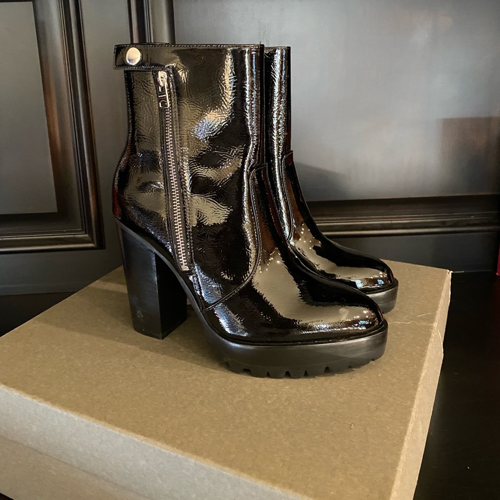 ALL SAINTS // Ana Ankle Crinkled Patent Shoe